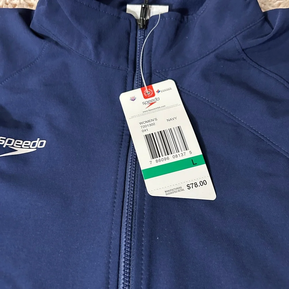 Speedo Boom Force Blue and White Athletic Warm Up Jacket 🆕